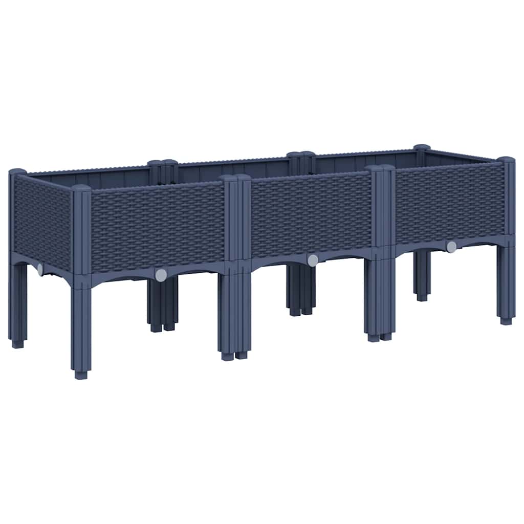 vidaXL Garden Planter with Legs Blue Grey 120x40x42 cm PP 2