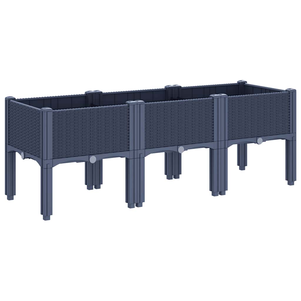 vidaXL Garden Planter with Legs Blue Grey 120x40x42 cm PP 5
