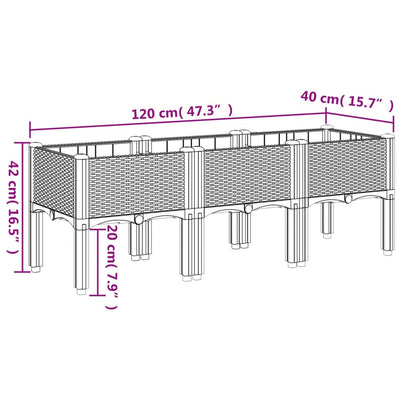 Garden Planter with Legs Grey 120x40x42 cm PP