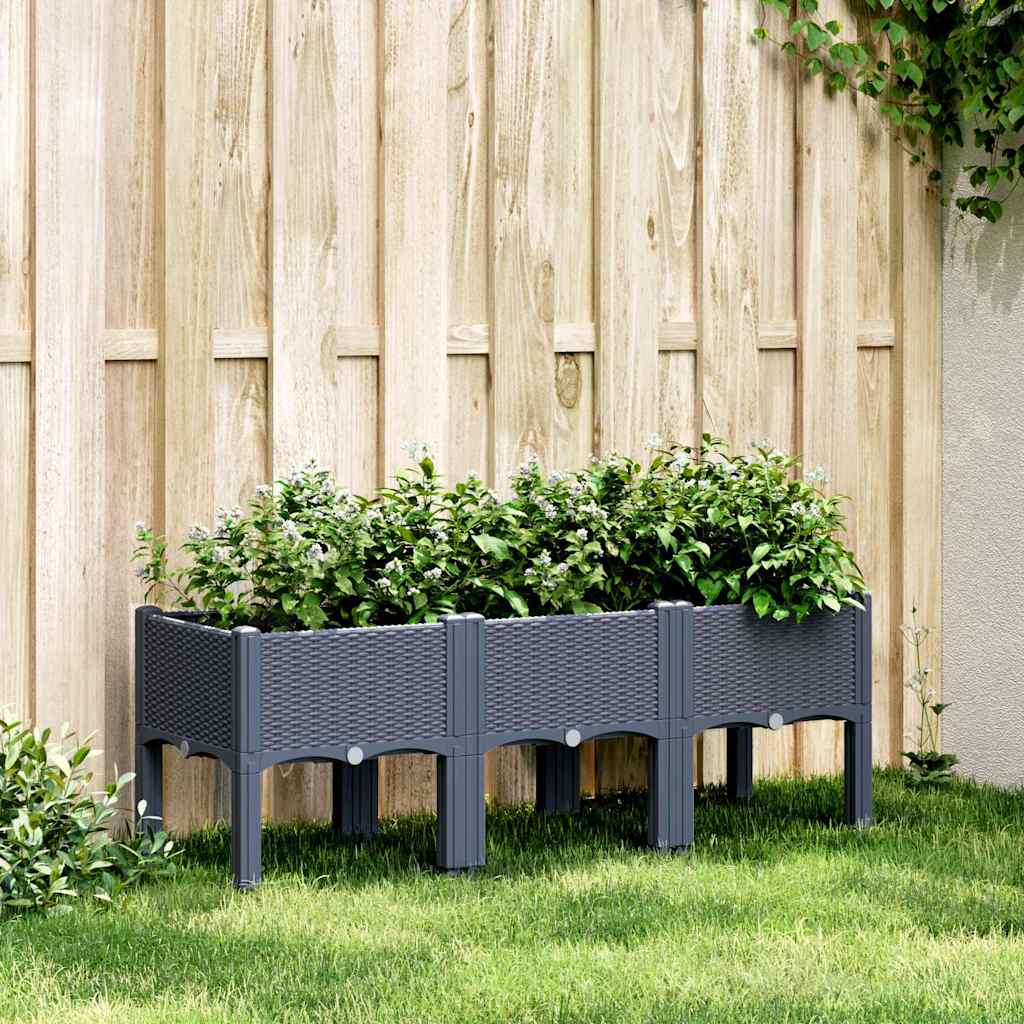 vidaXL Garden Planter with Legs Blue Grey 120x40x42 cm PP 1