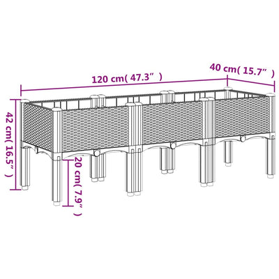 Garden Planter with Legs Light Grey 120x40x42 cm PP