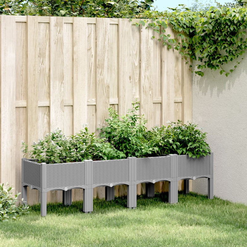 Garden Planter with Legs Light Grey 160x40x42 cm PP