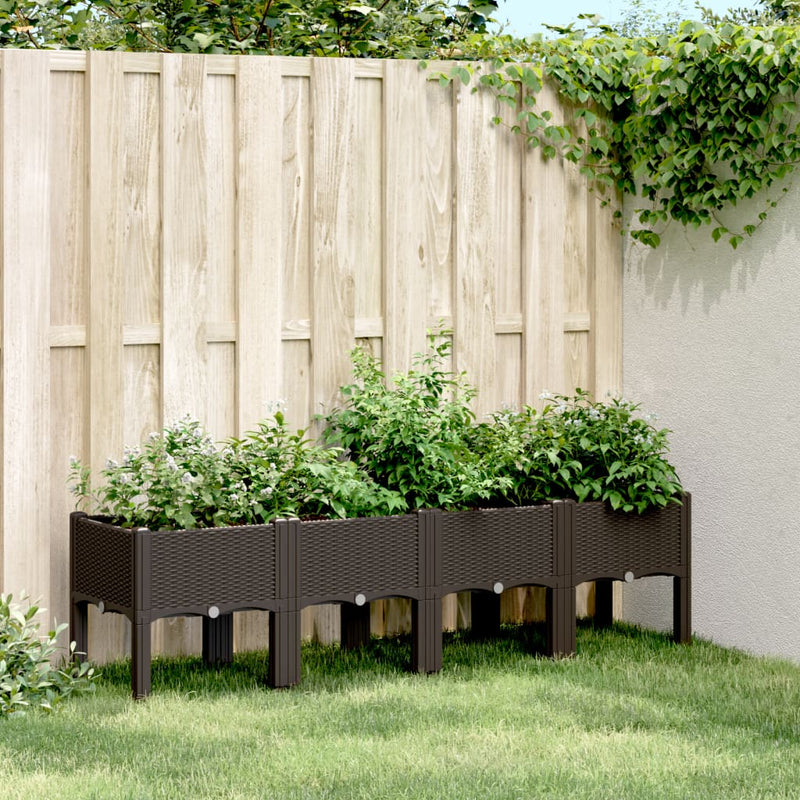 Garden Planter with Legs Brown 160x40x42 cm PP