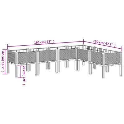 Garden Planter with Legs Brown 160x120x42 cm PP