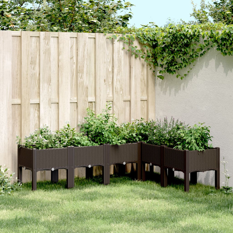 Garden Planter with Legs Brown 160x120x42 cm PP