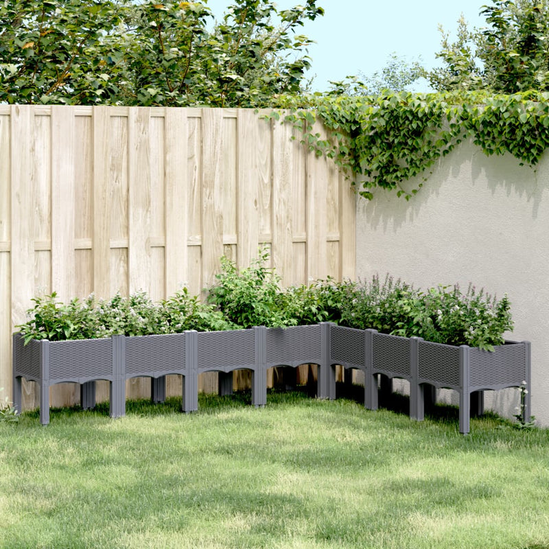 Garden Planter with Legs Grey 200x160x42 cm PP