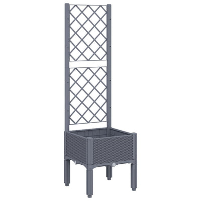 Garden Planter with Trellis Grey 40x40x142 cm PP