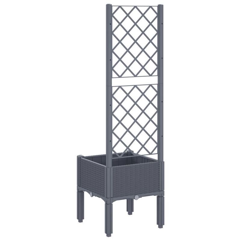 Garden Planter with Trellis Grey 40x40x142 cm PP