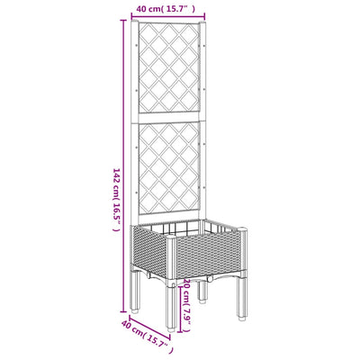 Garden Planter with Trellis Grey 40x40x142 cm PP