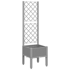vidaXL Garden Planter with Trellis Light Grey 40x40x142 cm PP 2