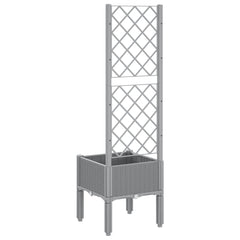 vidaXL Garden Planter with Trellis Light Grey 40x40x142 cm PP 5