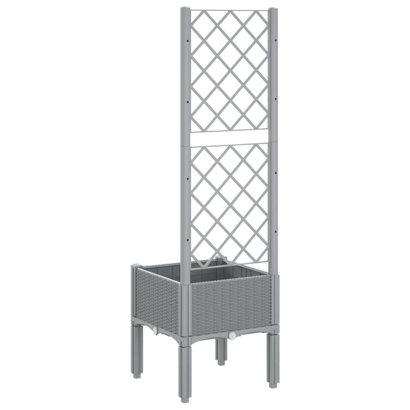 Garden Planter with Trellis Light Grey 40x40x142 cm PP