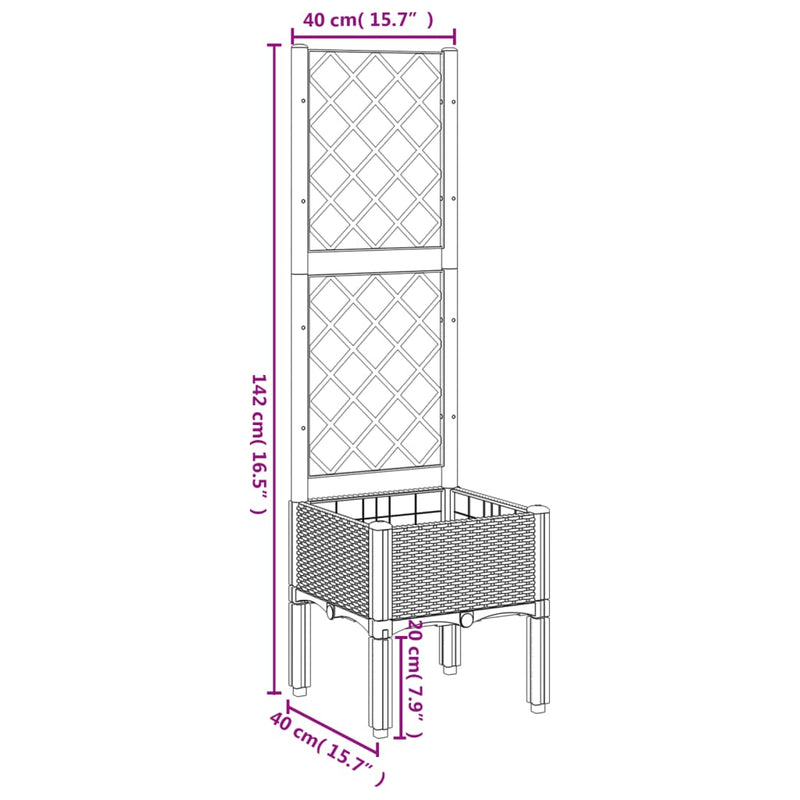 Garden Planter with Trellis Light Grey 40x40x142 cm PP