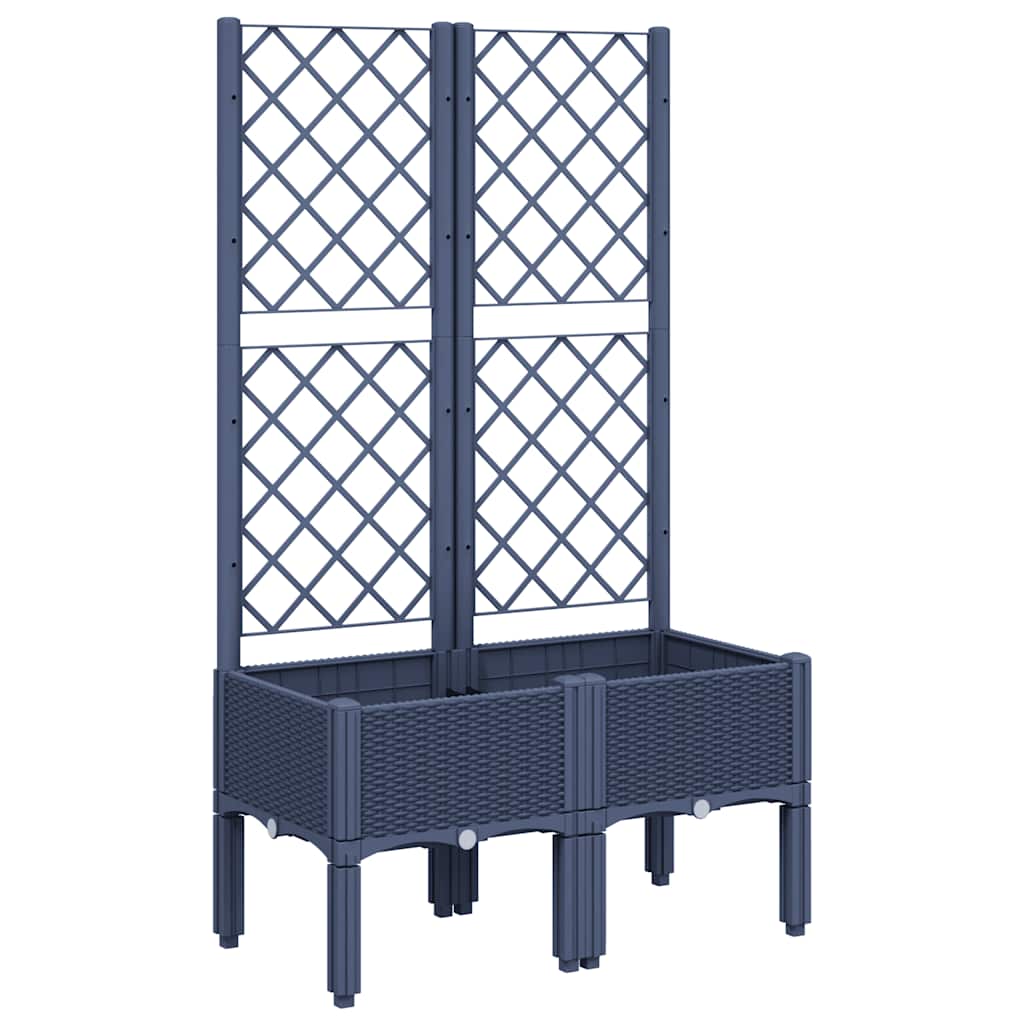 vidaXL Garden Planter with Trellis Blue Grey 80x40x142 cm PP 2