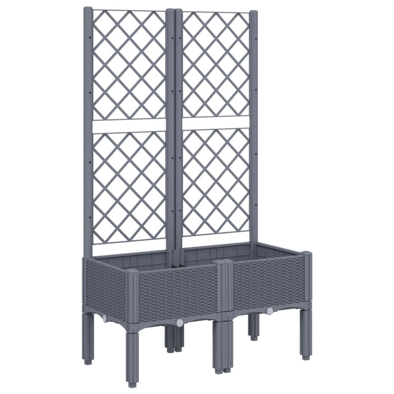 Garden Planter with Trellis Grey 80x40x142 cm PP