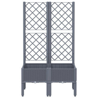 Garden Planter with Trellis Grey 80x40x142 cm PP