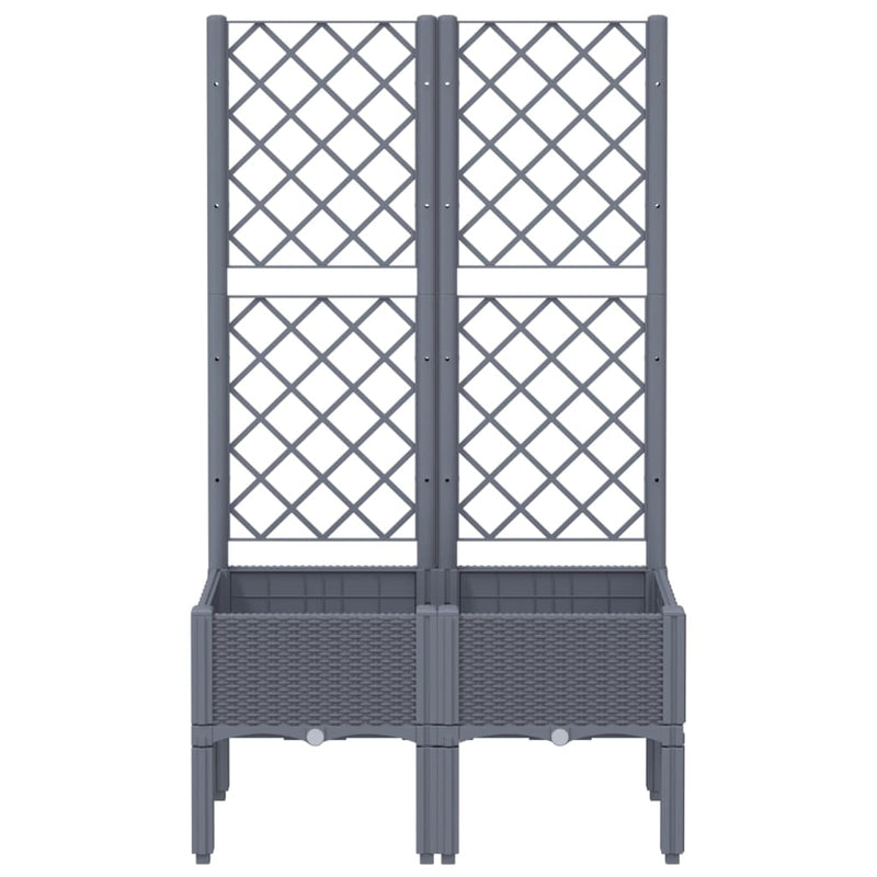 Garden Planter with Trellis Grey 80x40x142 cm PP