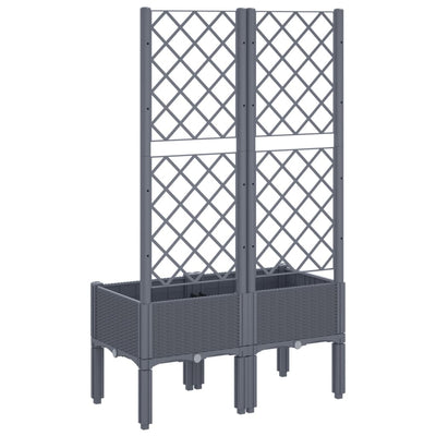 Garden Planter with Trellis Grey 80x40x142 cm PP