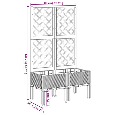 Garden Planter with Trellis Grey 80x40x142 cm PP