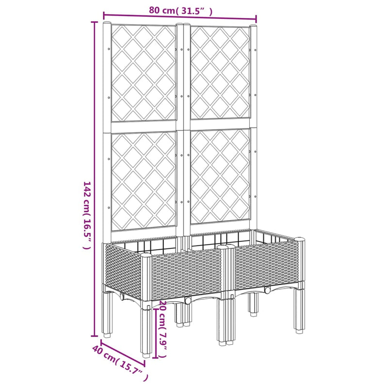 Garden Planter with Trellis Light Grey 80x40x142 cm PP