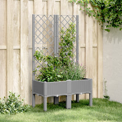 vidaXL Garden Planter with Trellis Light Grey 80x40x142 cm PP 1