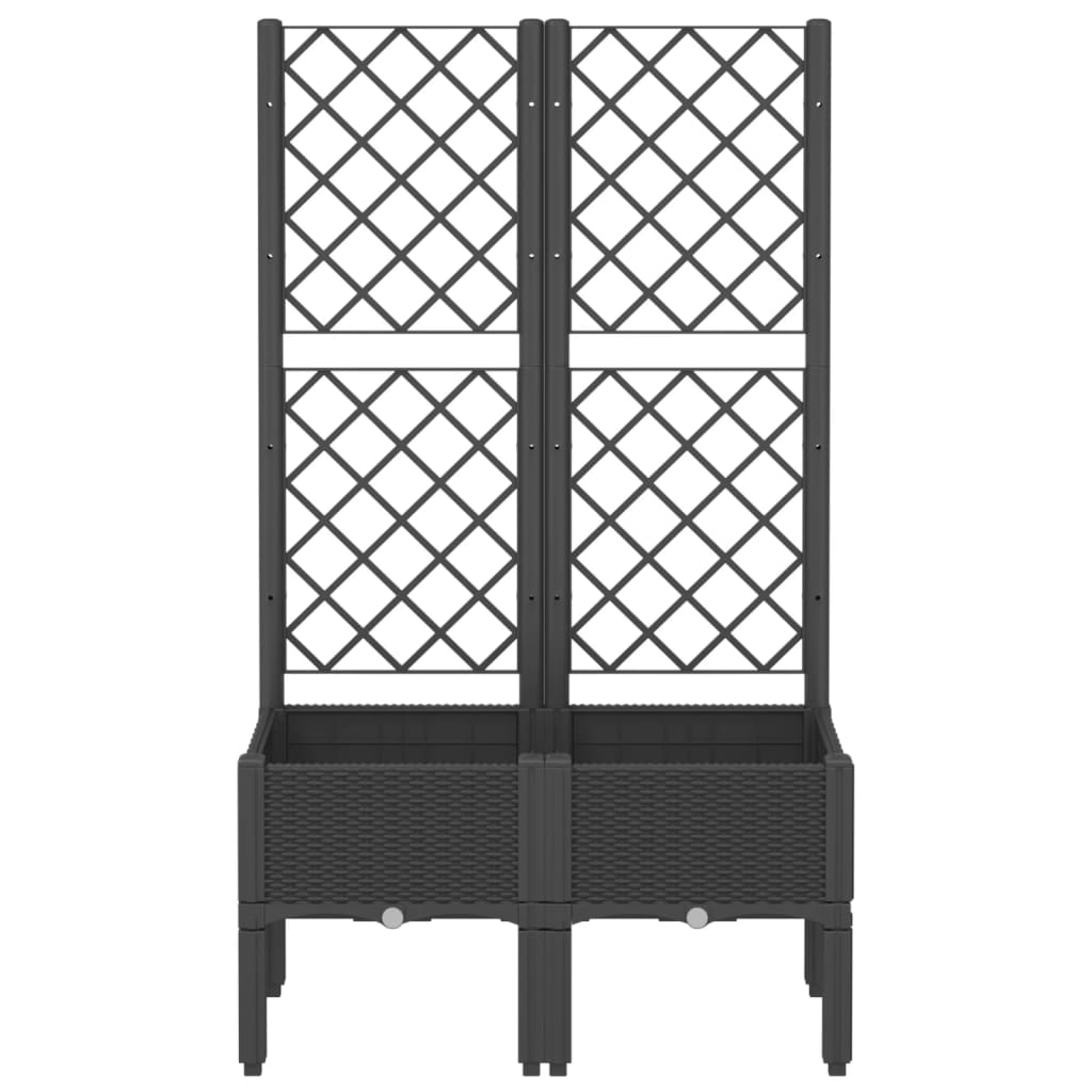 vidaXL Garden Planter with Trellis Black 80x40x142 cm PP 3