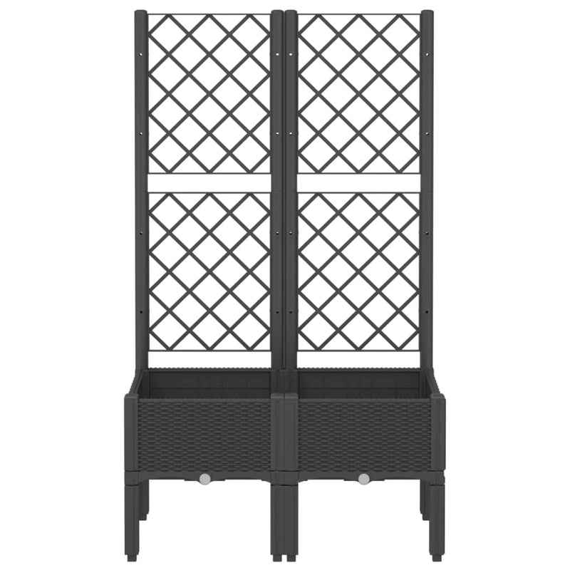 Garden Planter with Trellis Black 80x40x142 cm PP