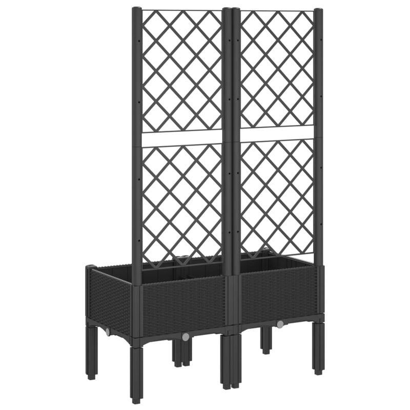 Garden Planter with Trellis Black 80x40x142 cm PP