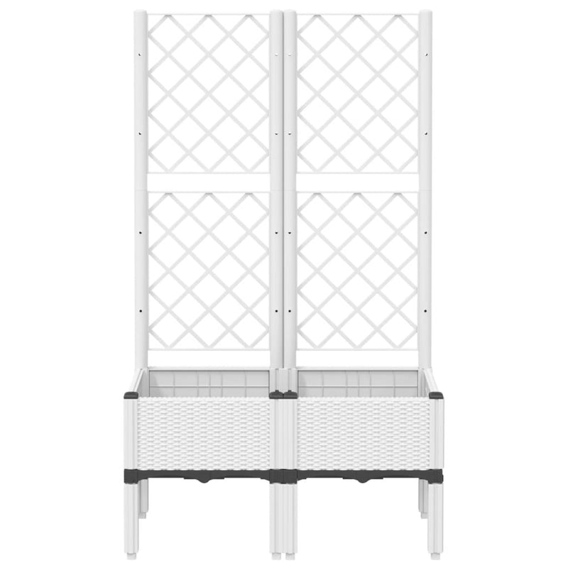 Garden Planter with Trellis White 80x40x142 cm PP