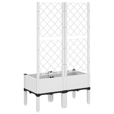 Garden Planter with Trellis White 80x40x142 cm PP