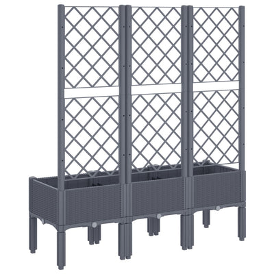 Garden Planter with Trellis Grey 120x40x142 cm PP