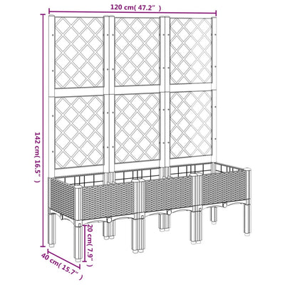 Garden Planter with Trellis Grey 120x40x142 cm PP