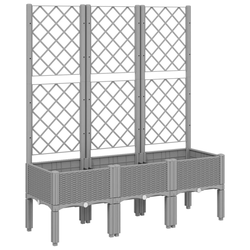 Garden Planter with Trellis Light Grey 120x40x142 cm PP