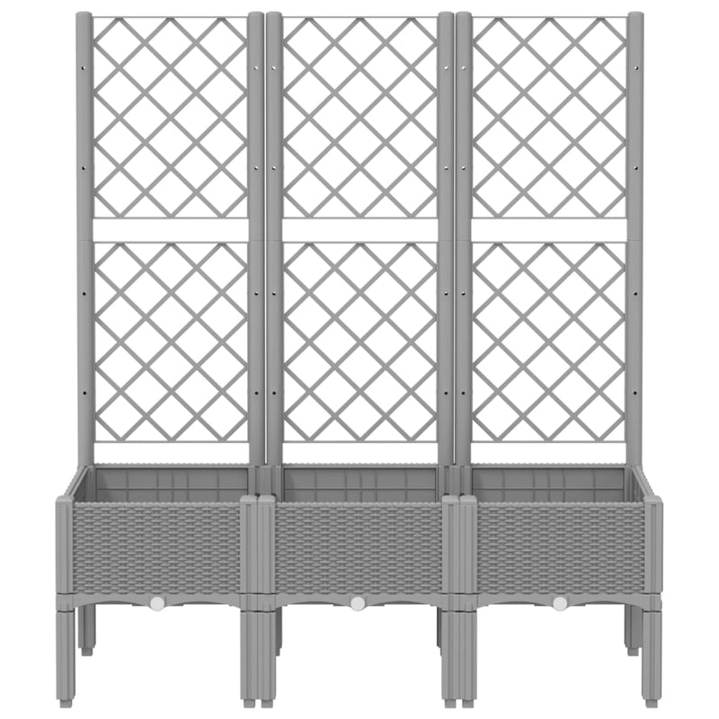 Garden Planter with Trellis Light Grey 120x40x142 cm PP