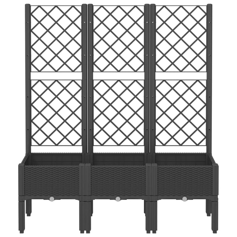 Garden Planter with Trellis Black 120x40x142 cm PP