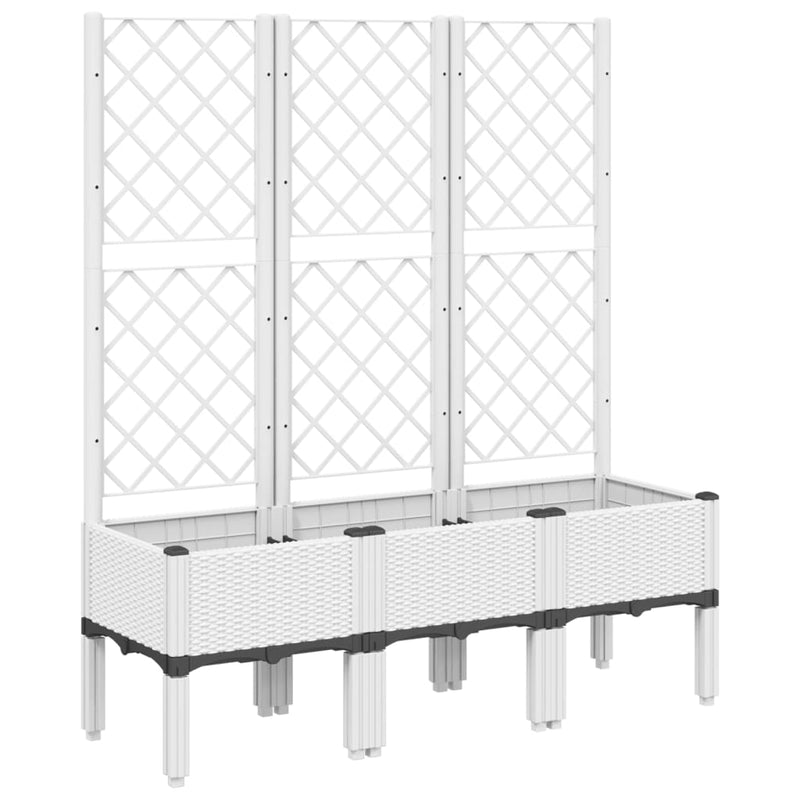 Garden Planter with Trellis White 120x40x142 cm PP