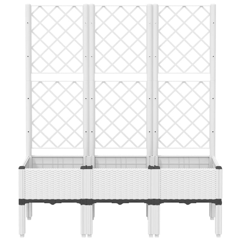 Garden Planter with Trellis White 120x40x142 cm PP