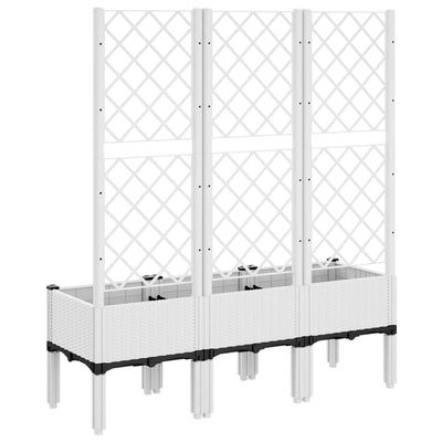 Garden Planter with Trellis White 120x40x142 cm PP