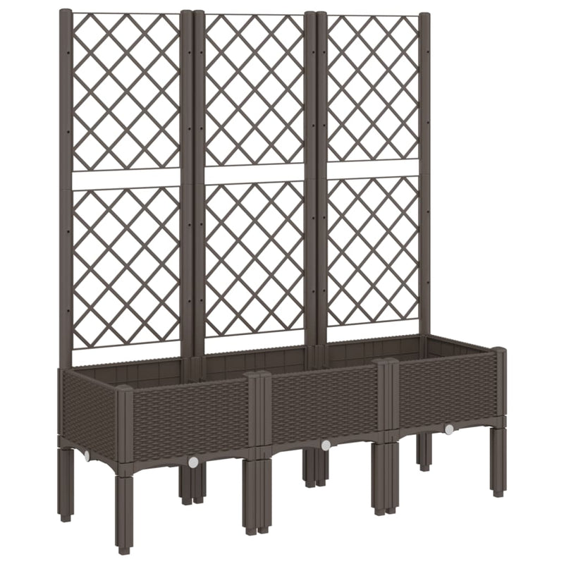 Garden Planter with Trellis Brown 120x40x142 cm PP