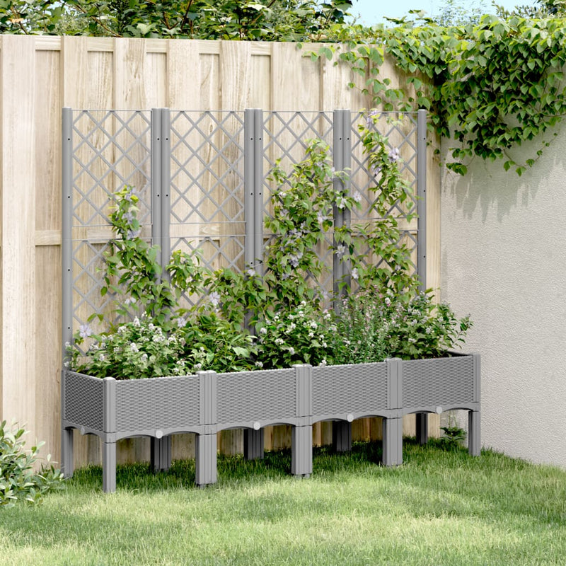 Garden Planter with Trellis Light Grey 160x40x142 cm PP