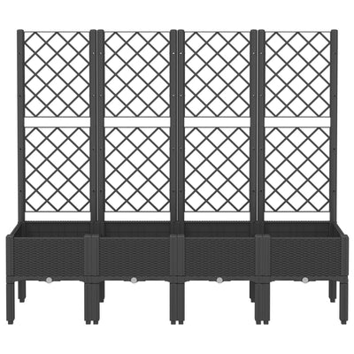 Garden Planter with Trellis Black 160x40x142 cm PP