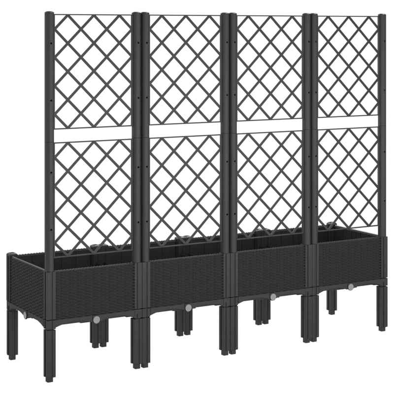 Garden Planter with Trellis Black 160x40x142 cm PP