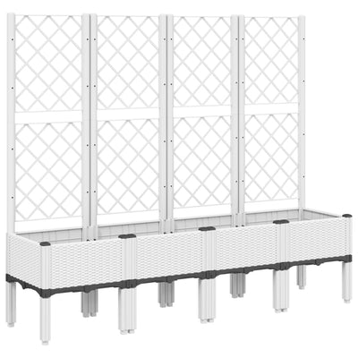 Garden Planter with Trellis White 160x40x142 cm PP