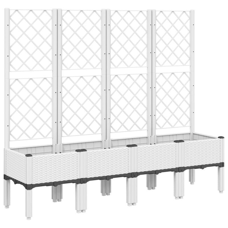 Garden Planter with Trellis White 160x40x142 cm PP