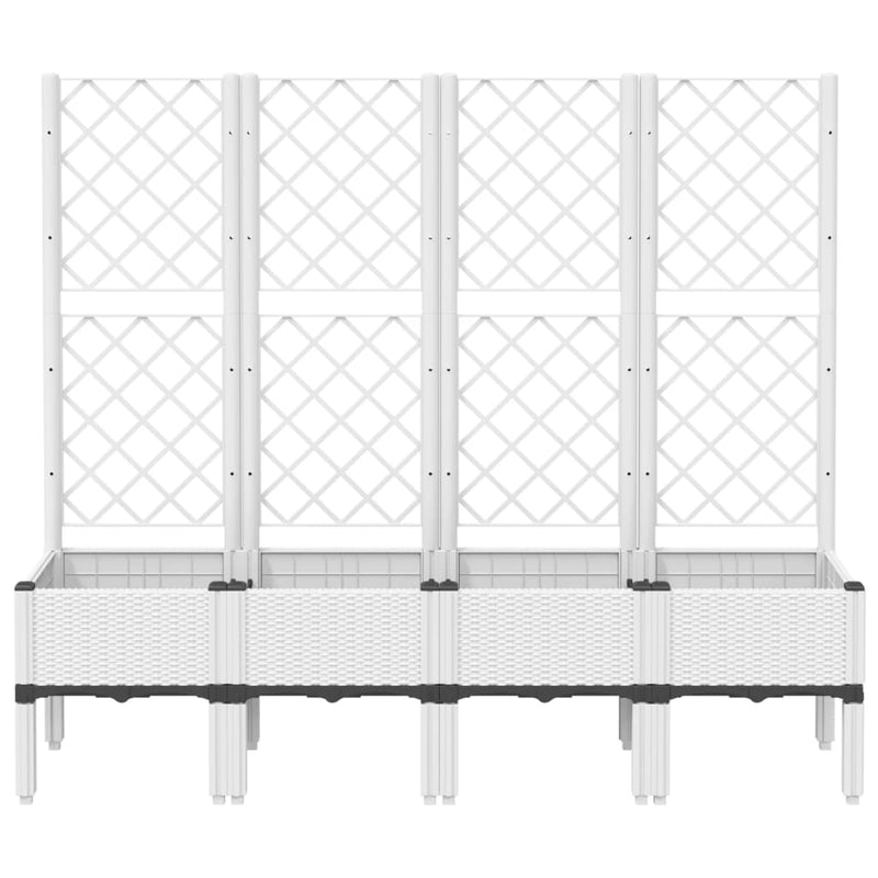 Garden Planter with Trellis White 160x40x142 cm PP