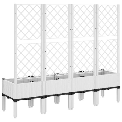 Garden Planter with Trellis White 160x40x142 cm PP