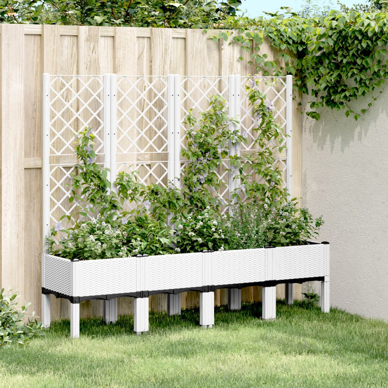 Garden Planter with Trellis White 160x40x142 cm PP