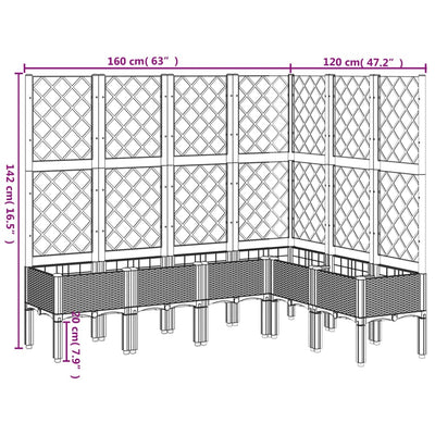 Garden Planter with Trellis Grey 160x120x142 cm PP