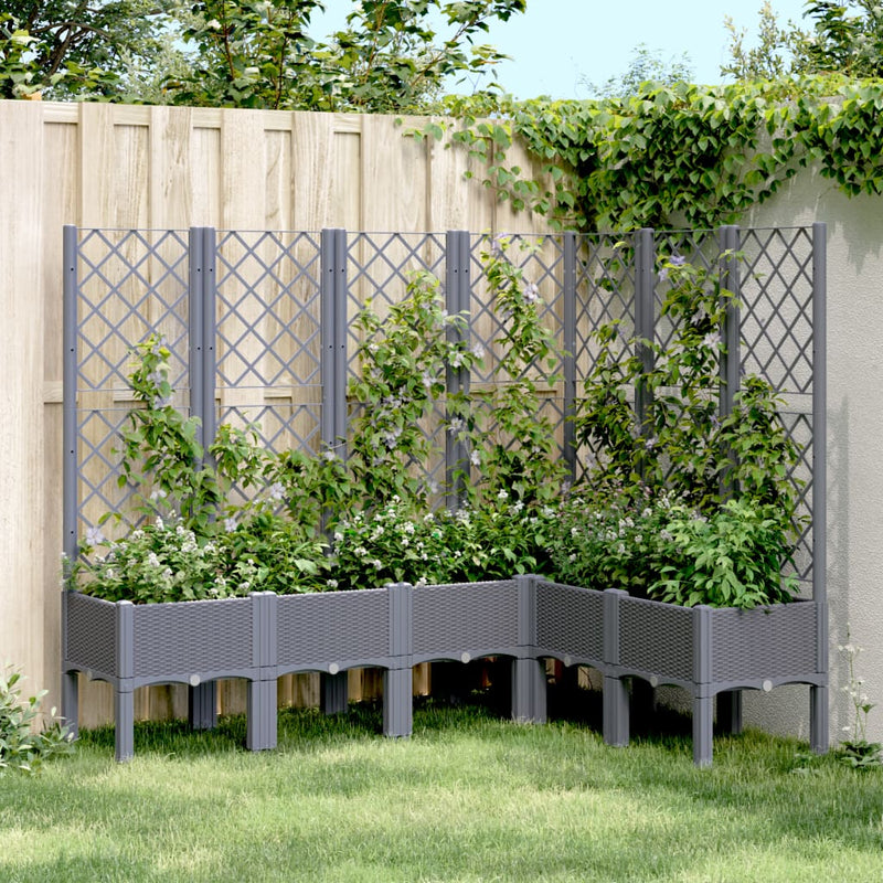 Garden Planter with Trellis Grey 160x120x142 cm PP