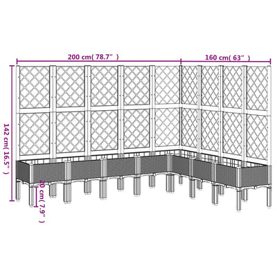 Garden Planter with Trellis Grey 200x160x142 cm PP